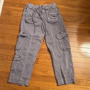 Free People Charcoal Wide Leg Cargo Pants